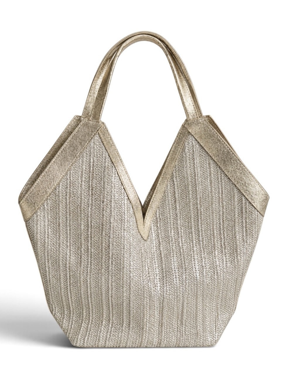 Shiraleah Metallic Gold Woven Tote Bag O/S